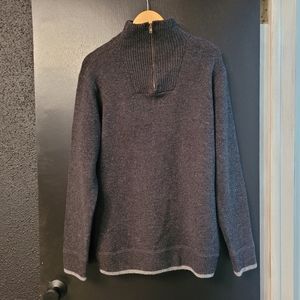 Irelandseye Wool Knit Grey 1/4 Zip Men's Sweater